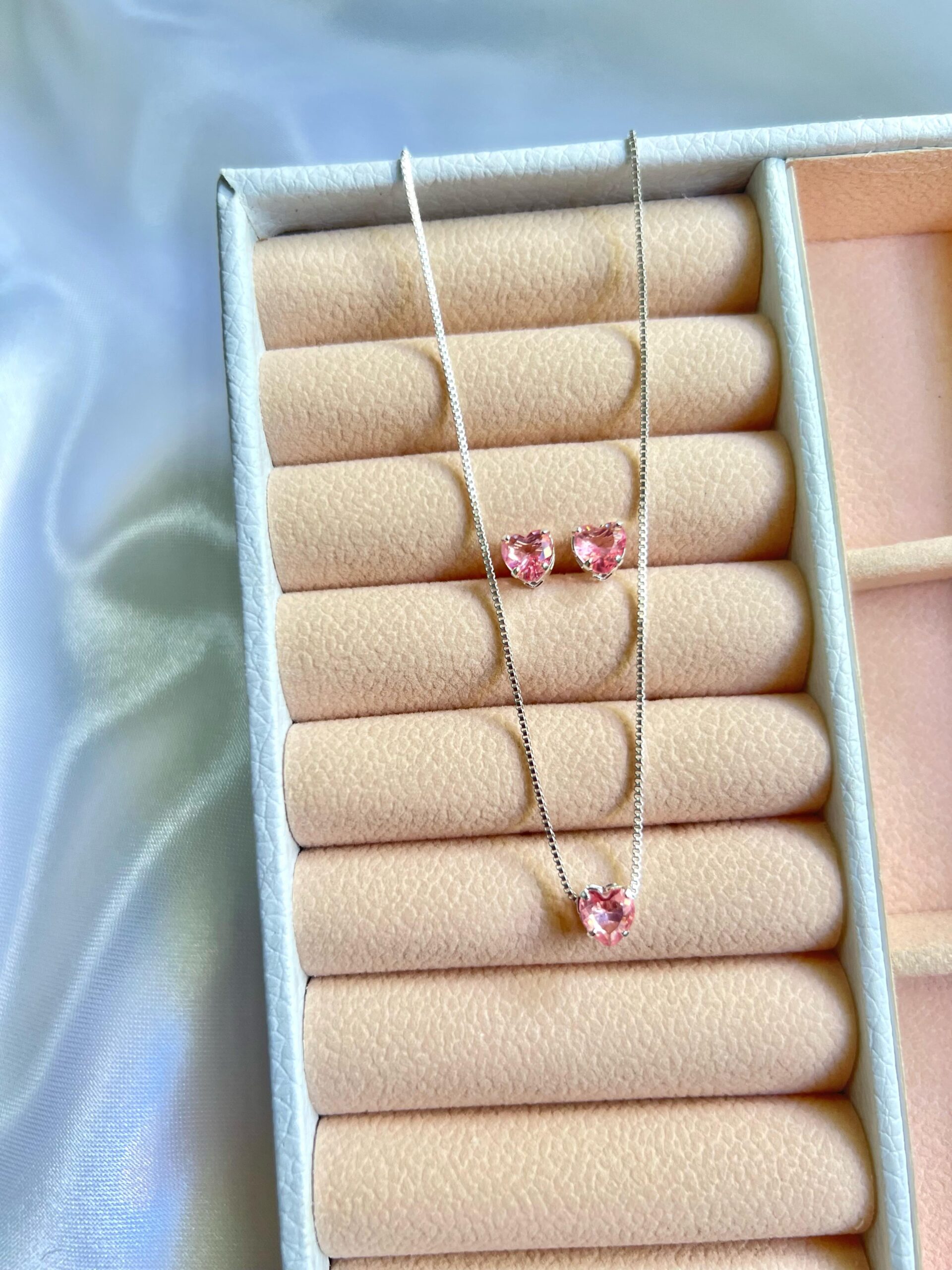 Conjunto Coração Rosa Bebê